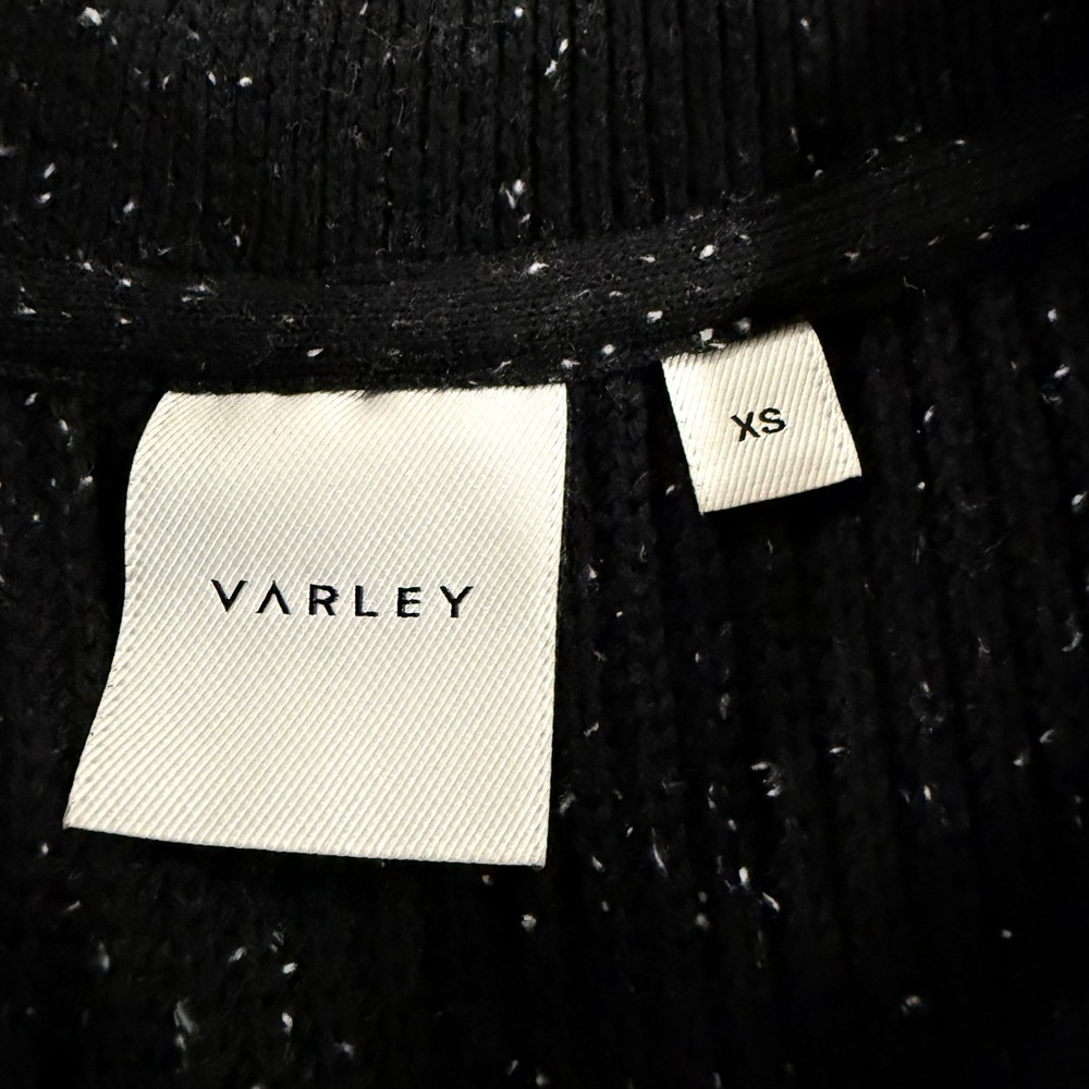 Varley Hally Half Zip Rib Vest Womens XS Black Excellent Speckled Cotton Knit - Picture 5 of 9